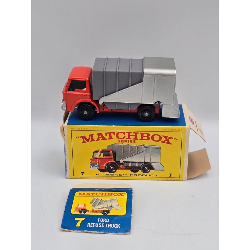 Matchbox Ford Refuse Truck No 7 Red Lesney‎ England Vintage Diecast with Box